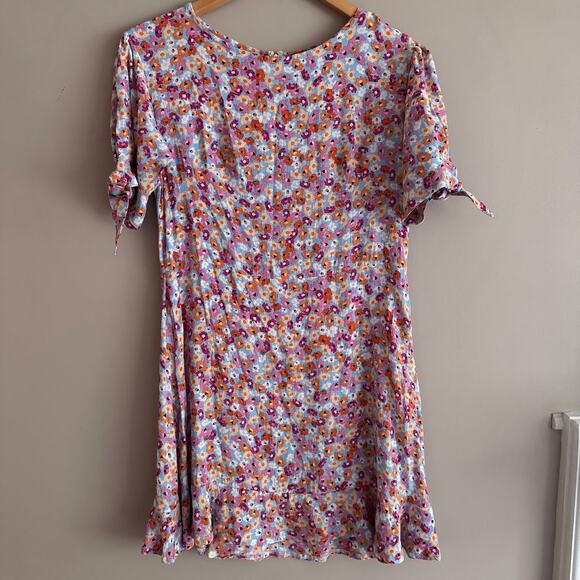 FAITHFULL THE BRAND Daphne Mini Dress Turnesol Floral Print Tie Sleeve 8 Revolve - Picture 2 of 6